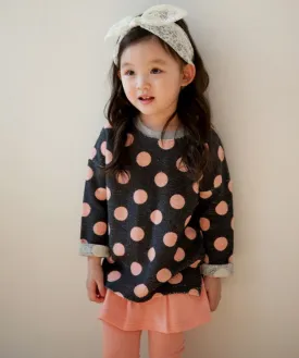 Pink Polka Dot Crew Neck Sweater
