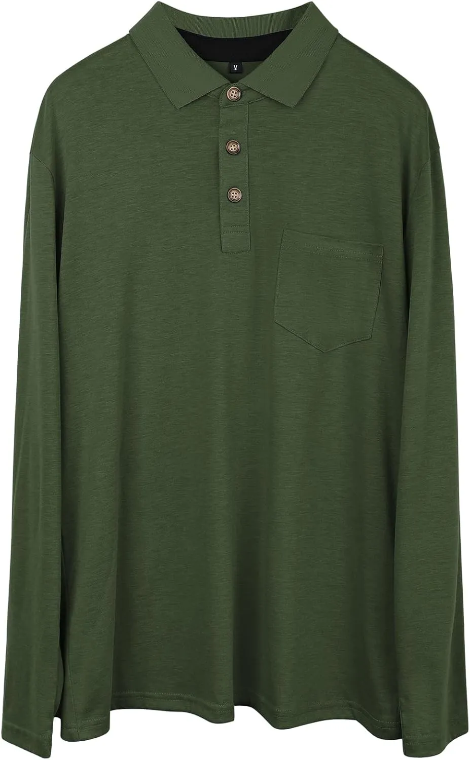 PrettyGuide Men's Long Sleeve Polo Shirts Lightweight Casual Button Polo T Shirt Basic Golf Shirt with Pocket