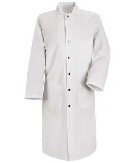 Red Kap 45 Inch Men's Three Pockets Snap Front Butcher White Lab Coat