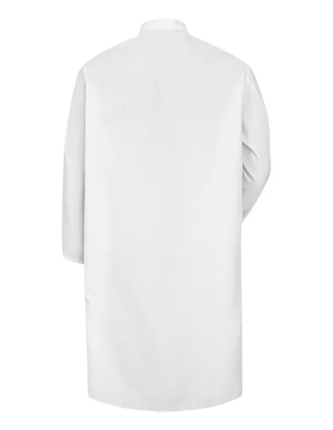 Red Kap 45 Inch Men's Three Pockets Snap Front Butcher White Lab Coat