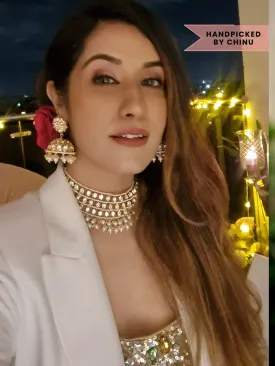 Rubans 22K Gold Plated kundan Necklace Set With Pearls