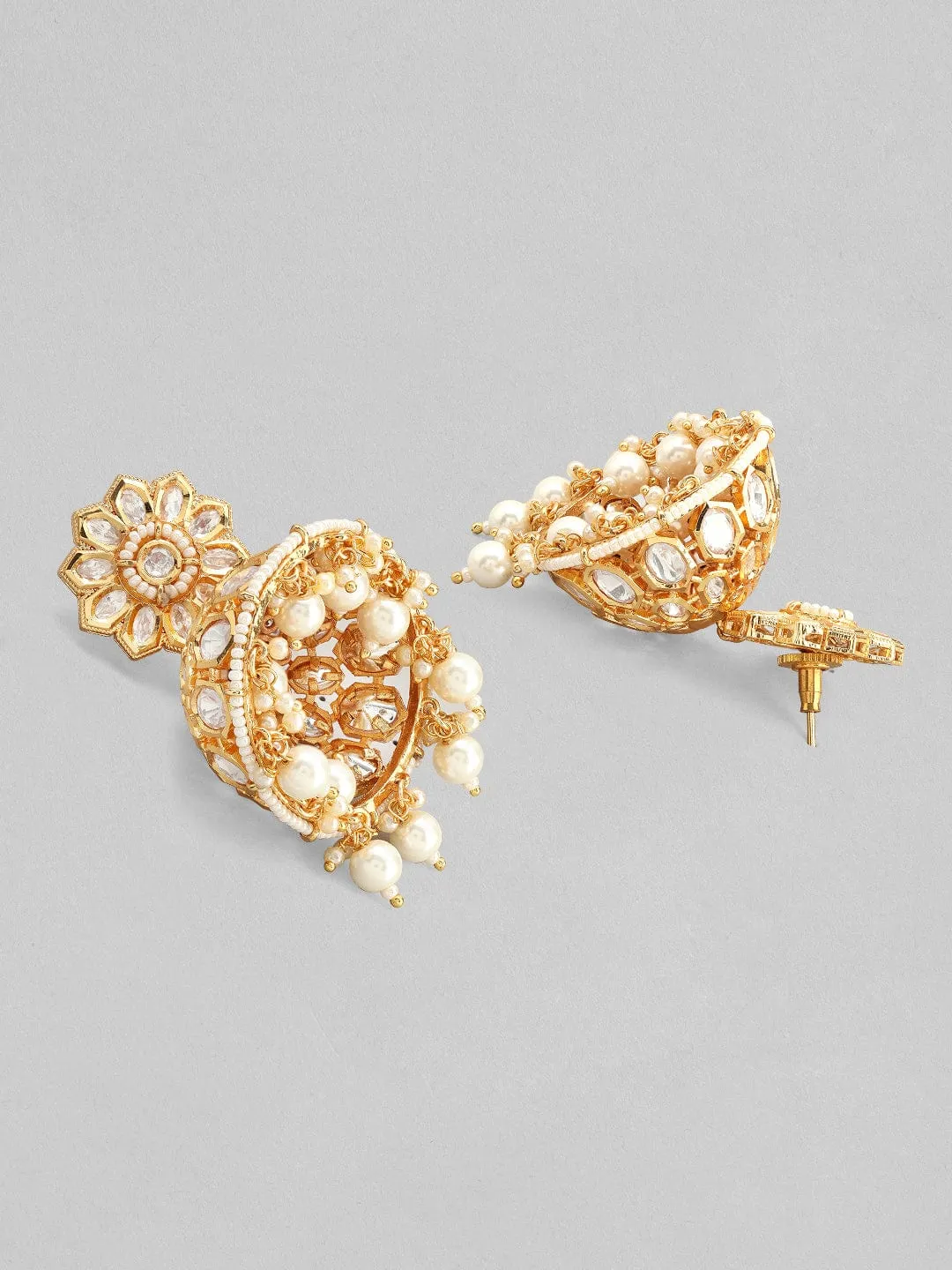 Rubans 22K Gold Plated kundan Necklace Set With Pearls