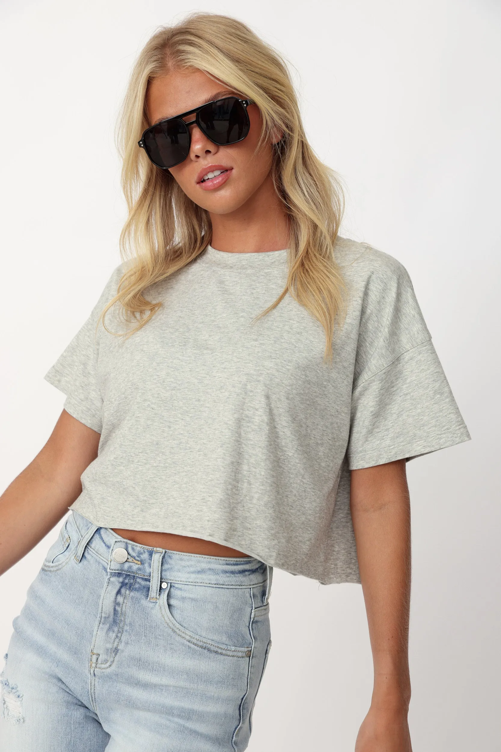 SALE - Grace Cropped Raw Hem Tee