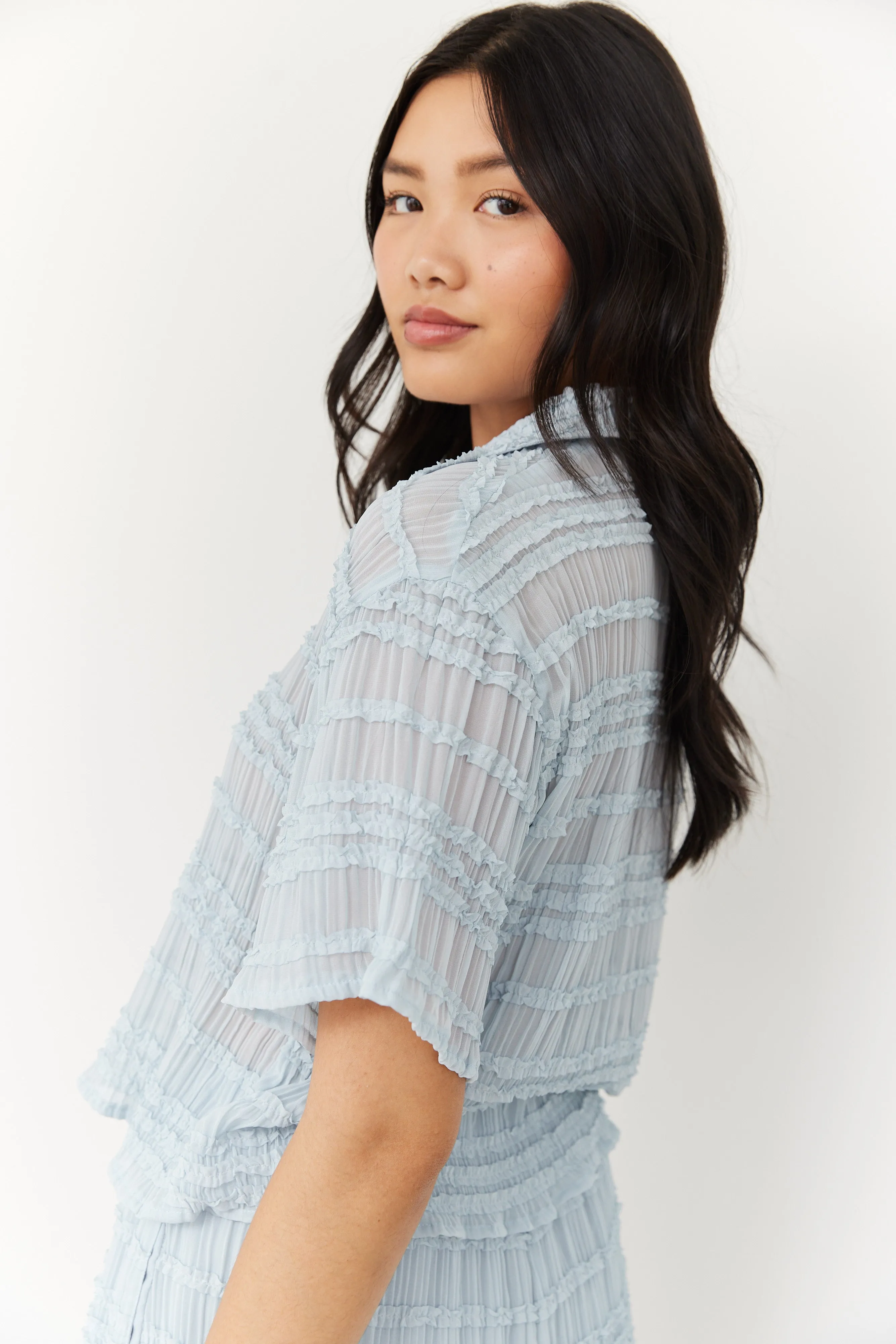 SALE - Jennie Scalloped Edge Button Front Top