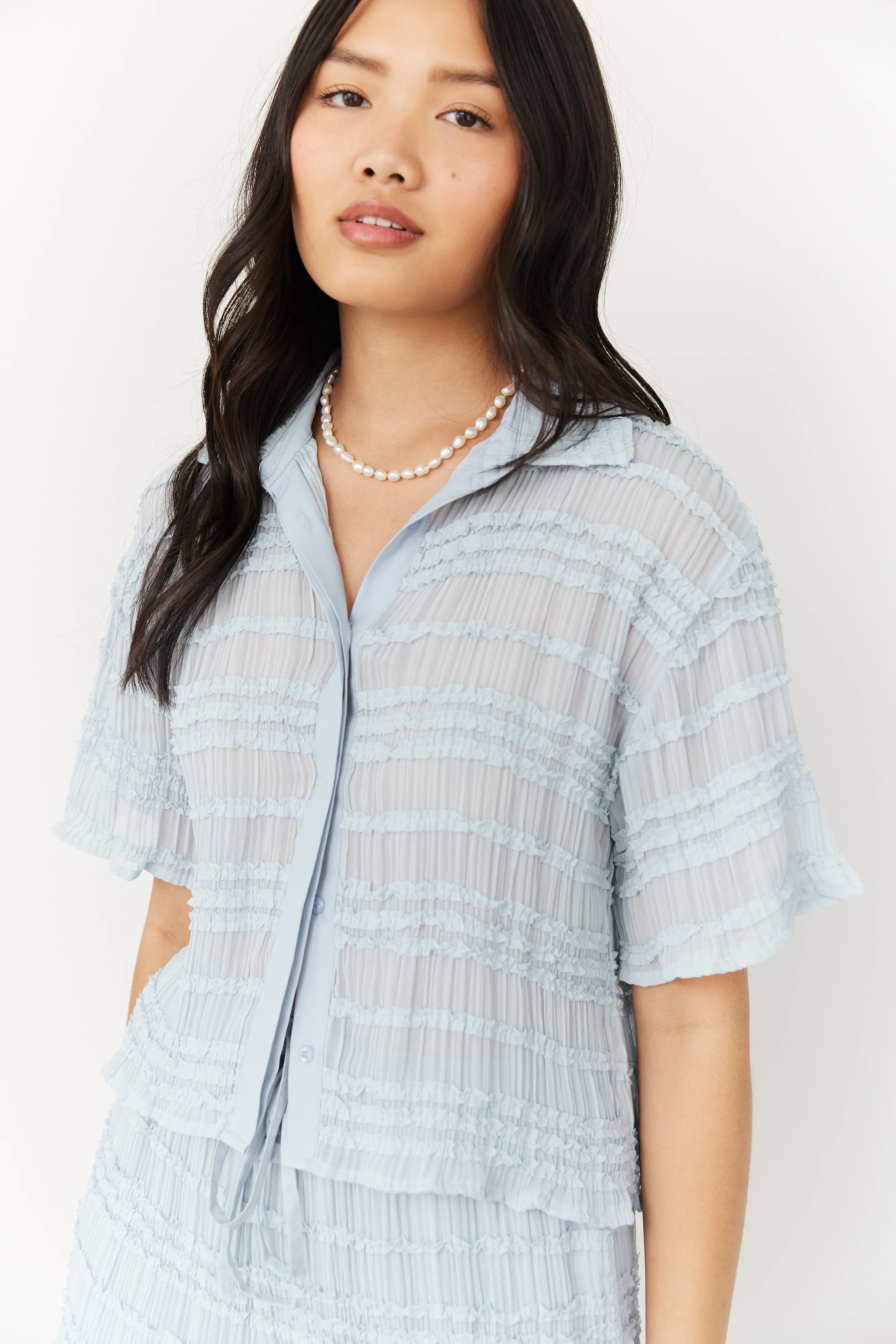 SALE - Jennie Scalloped Edge Button Front Top