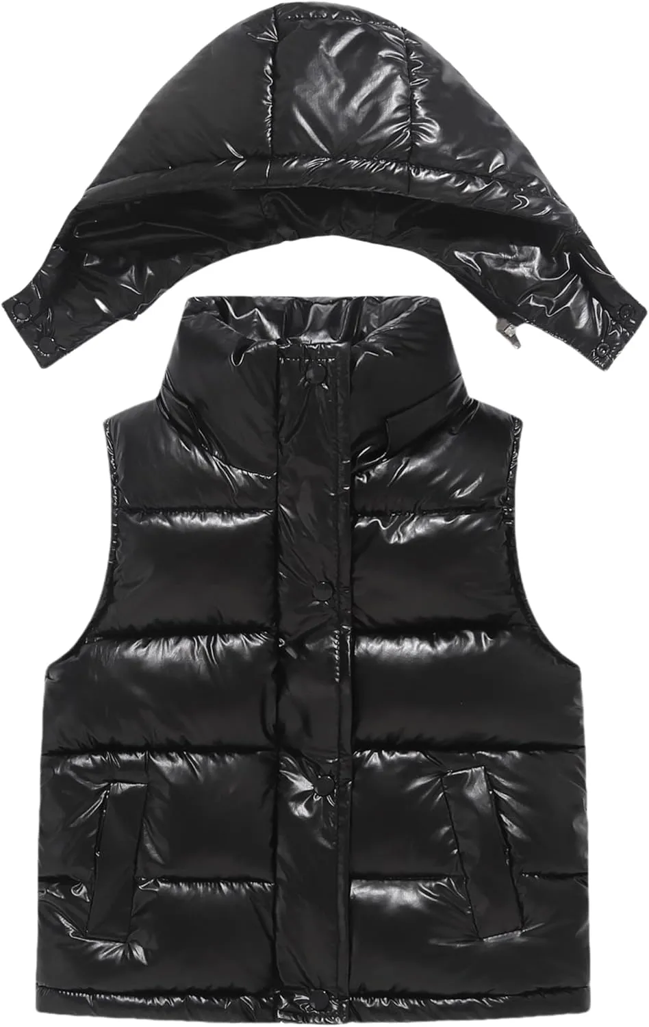SEAUR Toddler Kids Winter Vest Girls Boys Warm Puffer Vest Outerwear Thick Sleeveless Jacket Detachable Hooded Padded Vest