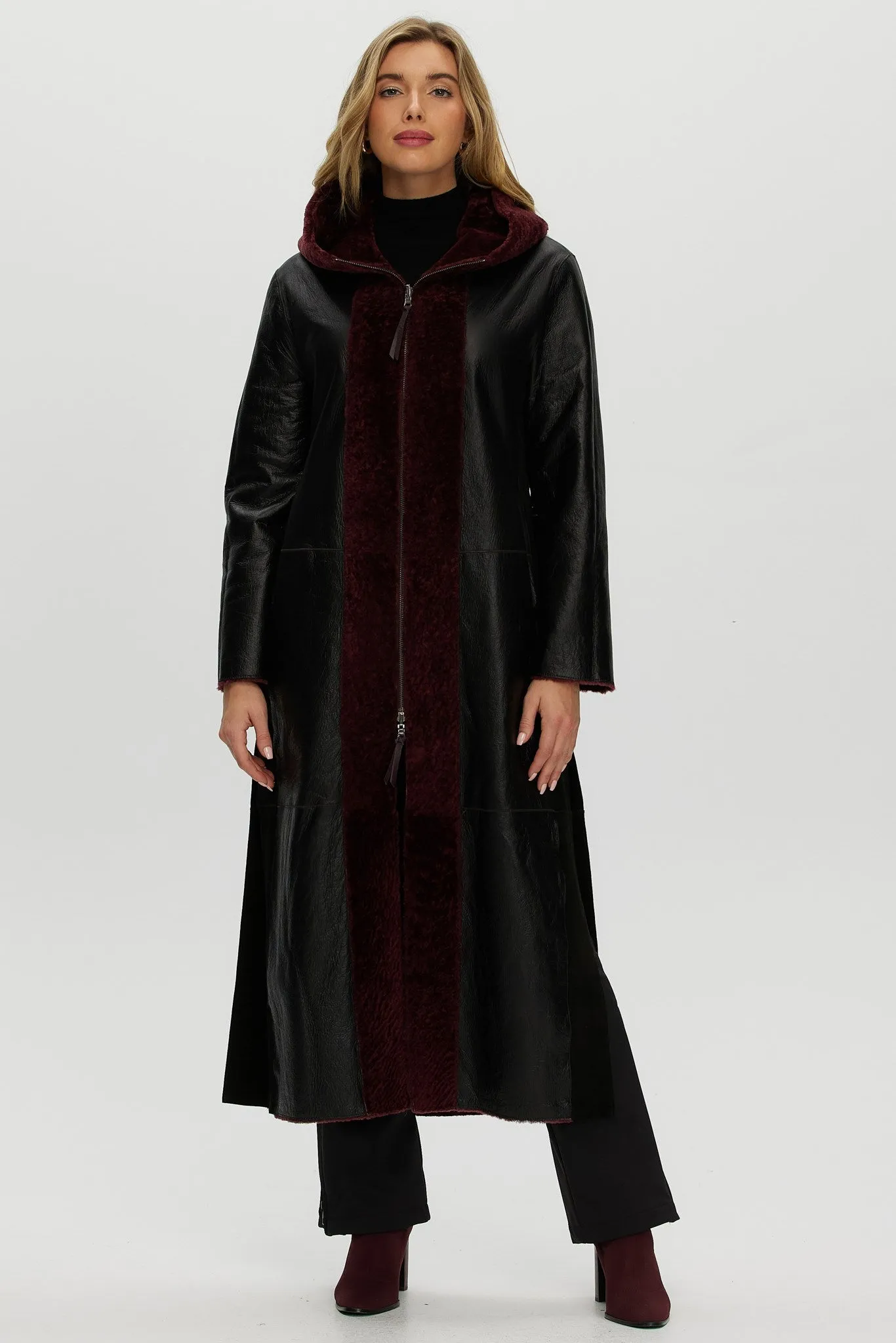 Select Shearling Lamb Zip Parka with Belt