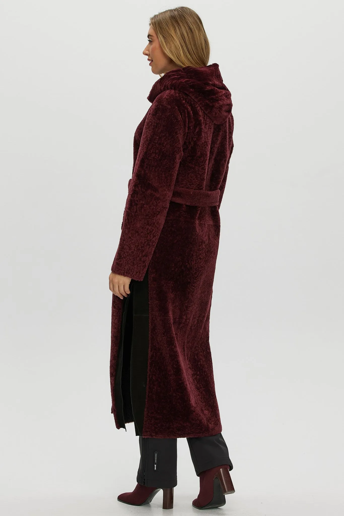 Select Shearling Lamb Zip Parka with Belt