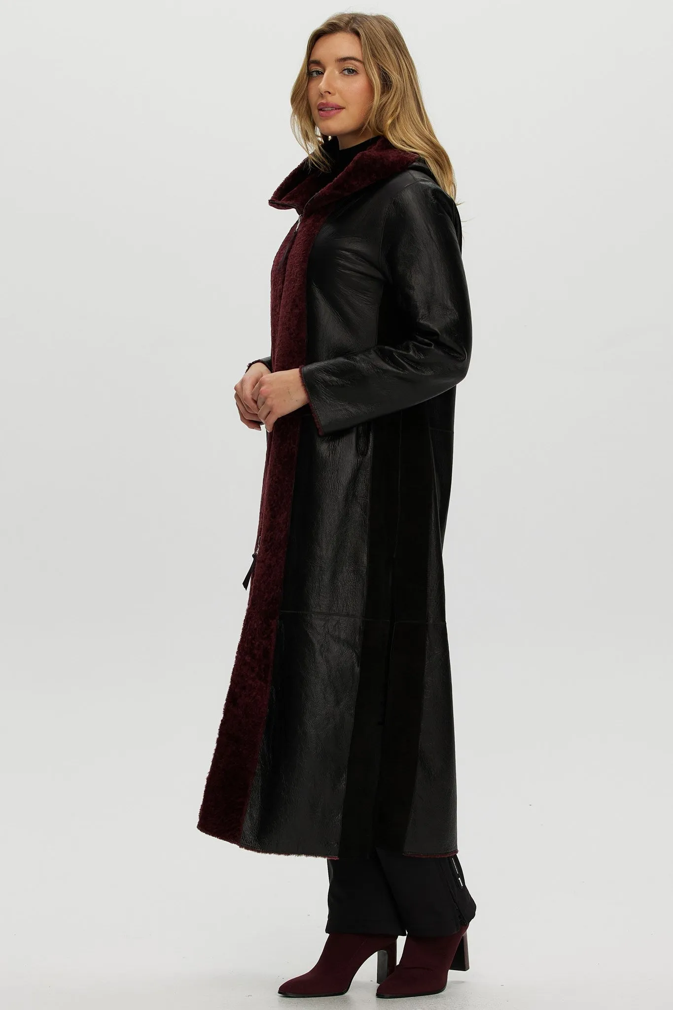 Select Shearling Lamb Zip Parka with Belt