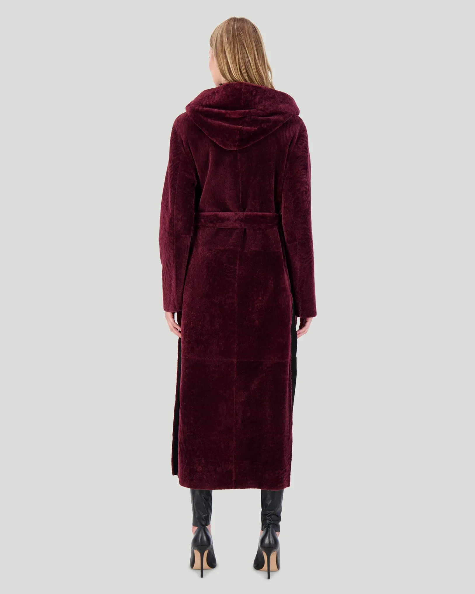 Select Shearling Lamb Zip Parka with Belt