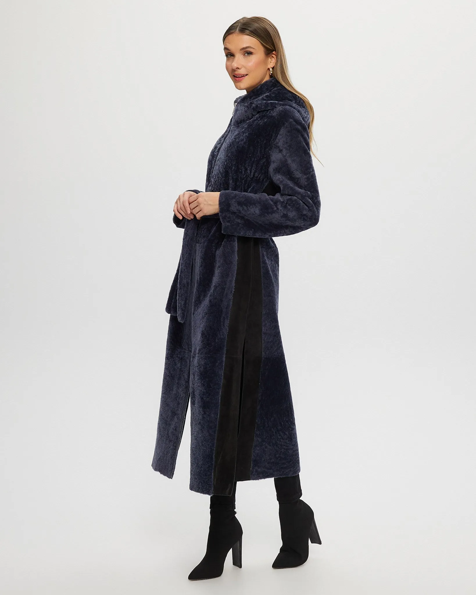 Select Shearling Lamb Zip Parka with Belt