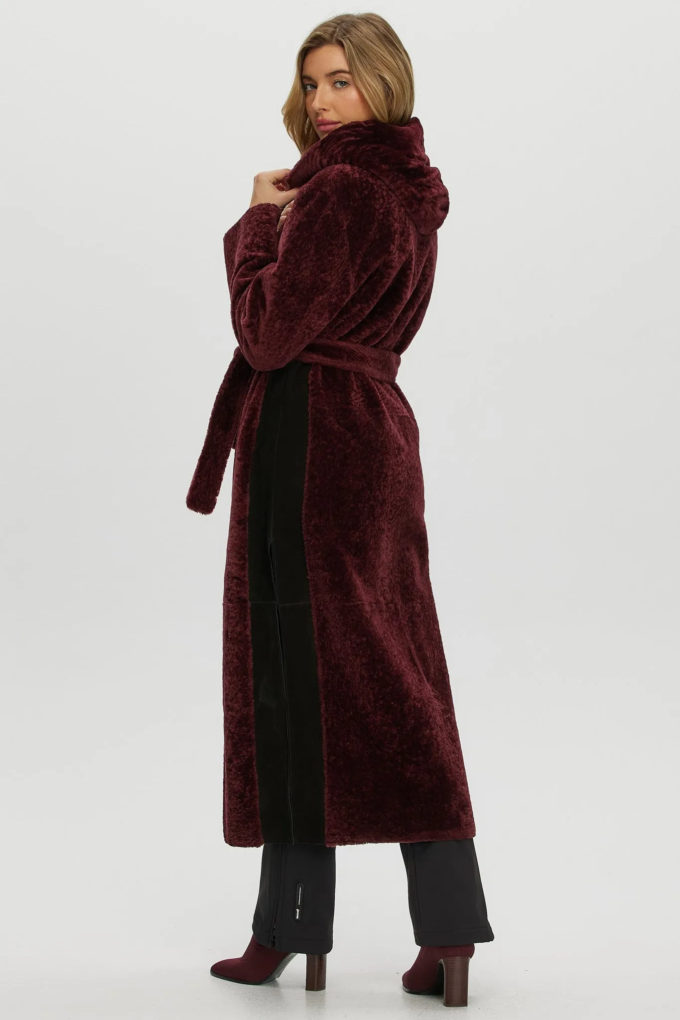 Select Shearling Lamb Zip Parka with Belt