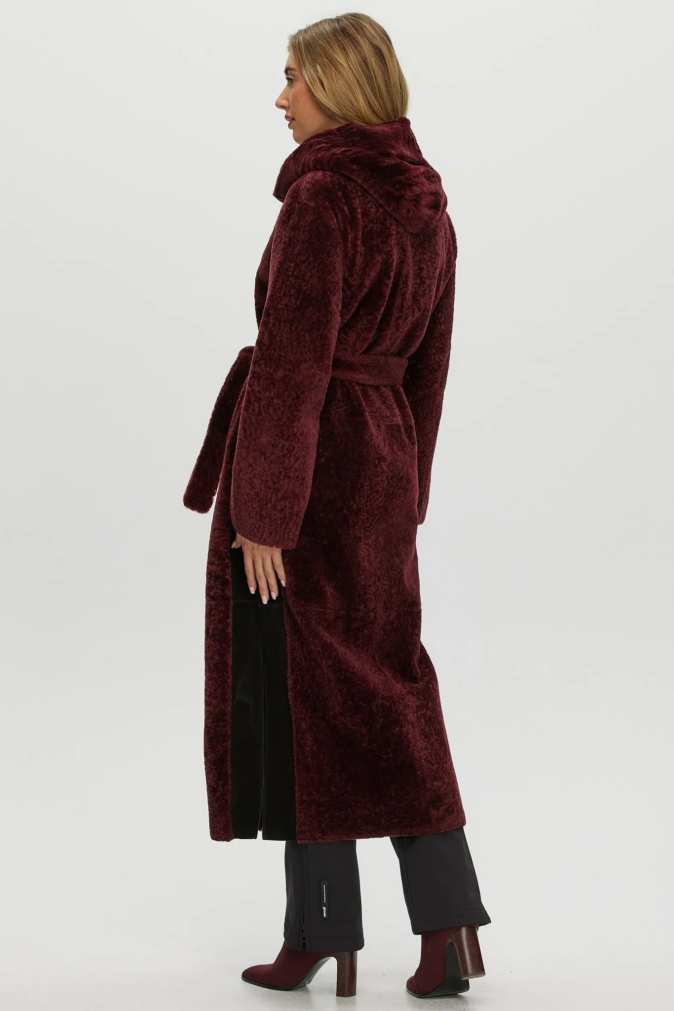 Select Shearling Lamb Zip Parka with Belt