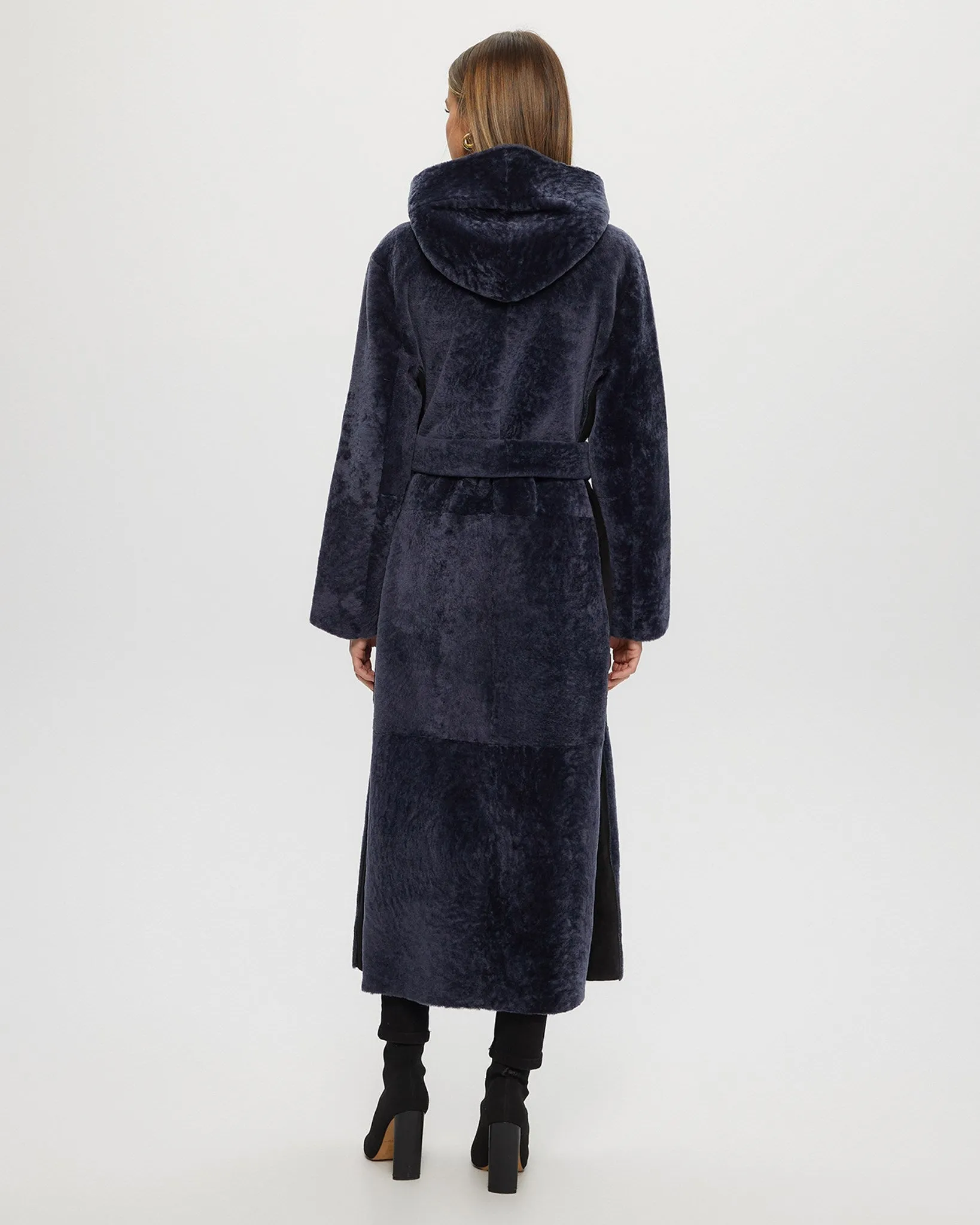 Select Shearling Lamb Zip Parka with Belt