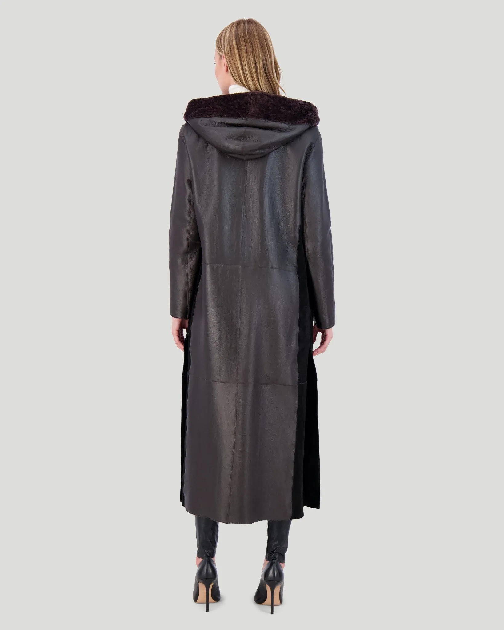 Select Shearling Lamb Zip Parka with Belt