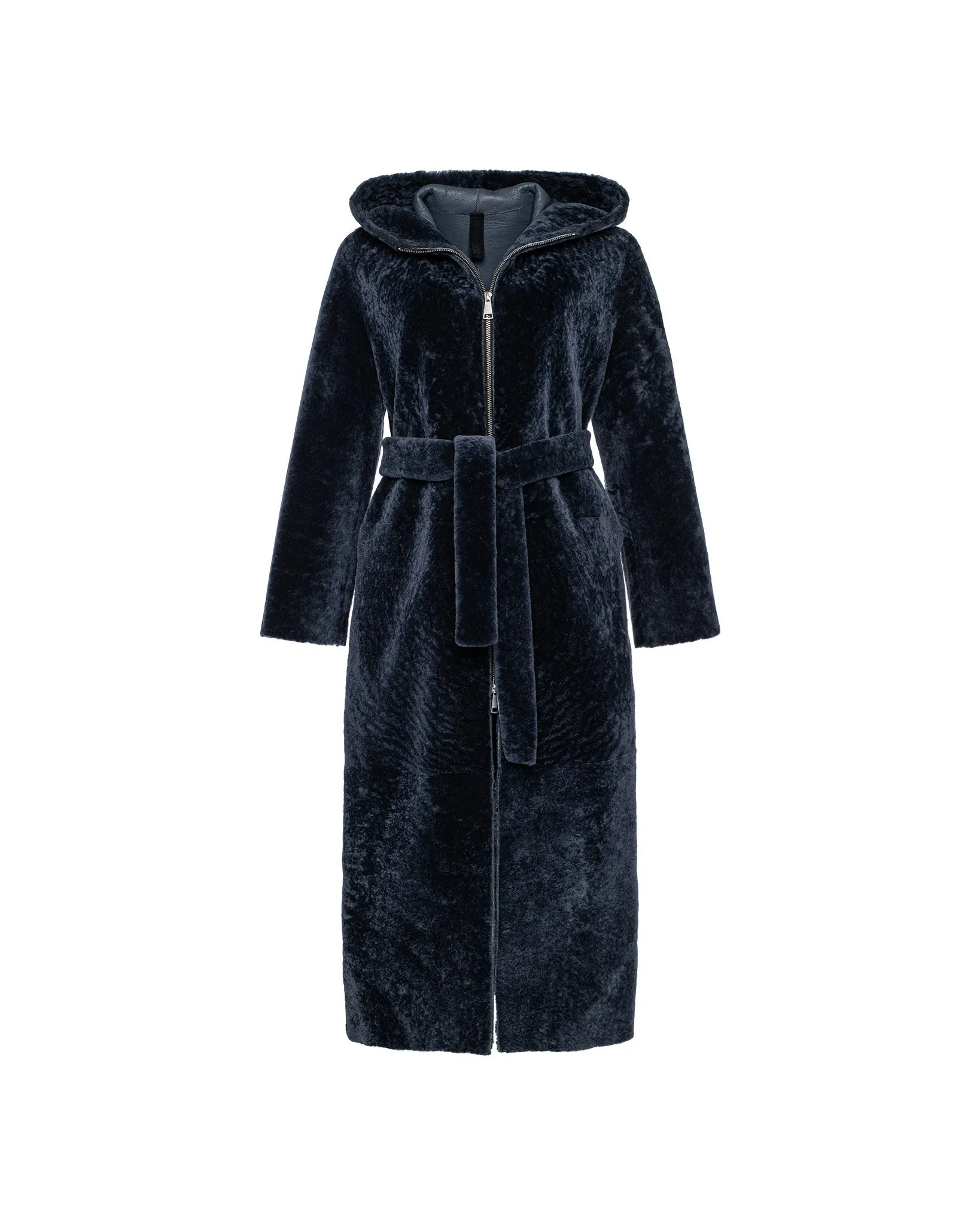 Select Shearling Lamb Zip Parka with Belt