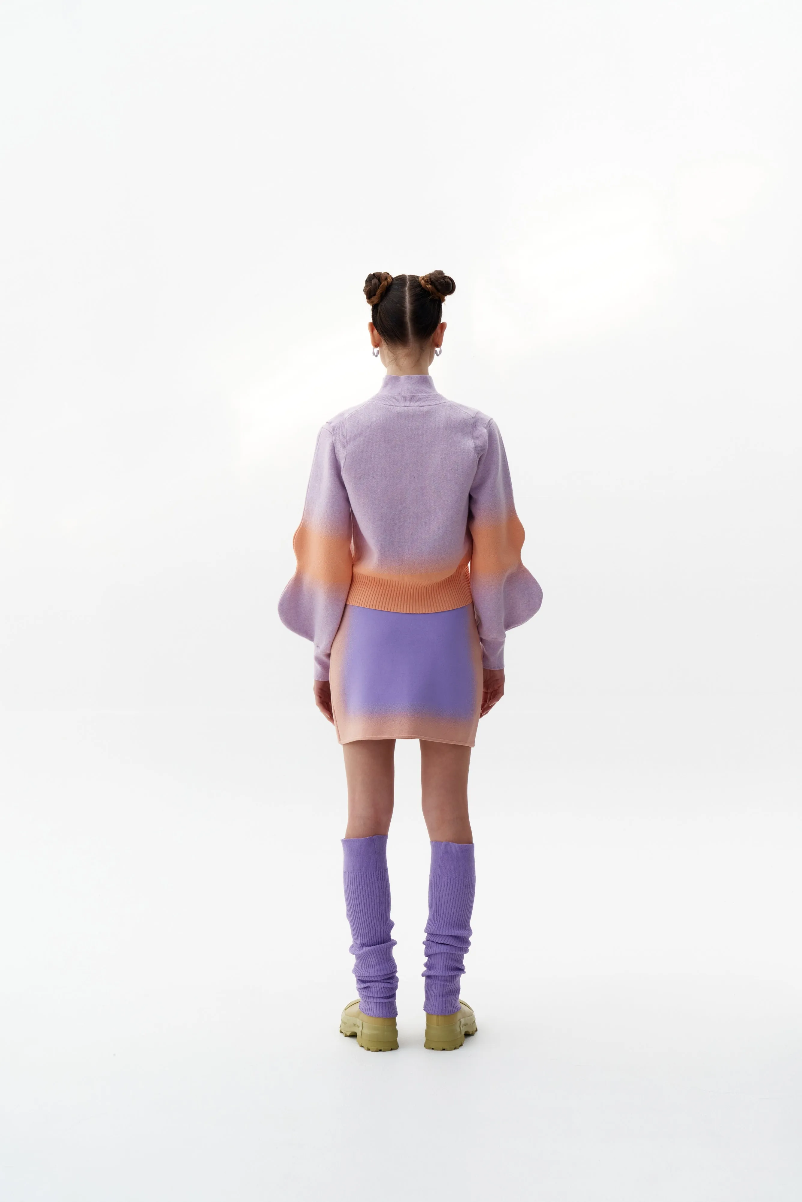 SINOPE "SPRAY PAINTED" MOCKNECK WITH WAVY SLEEVES