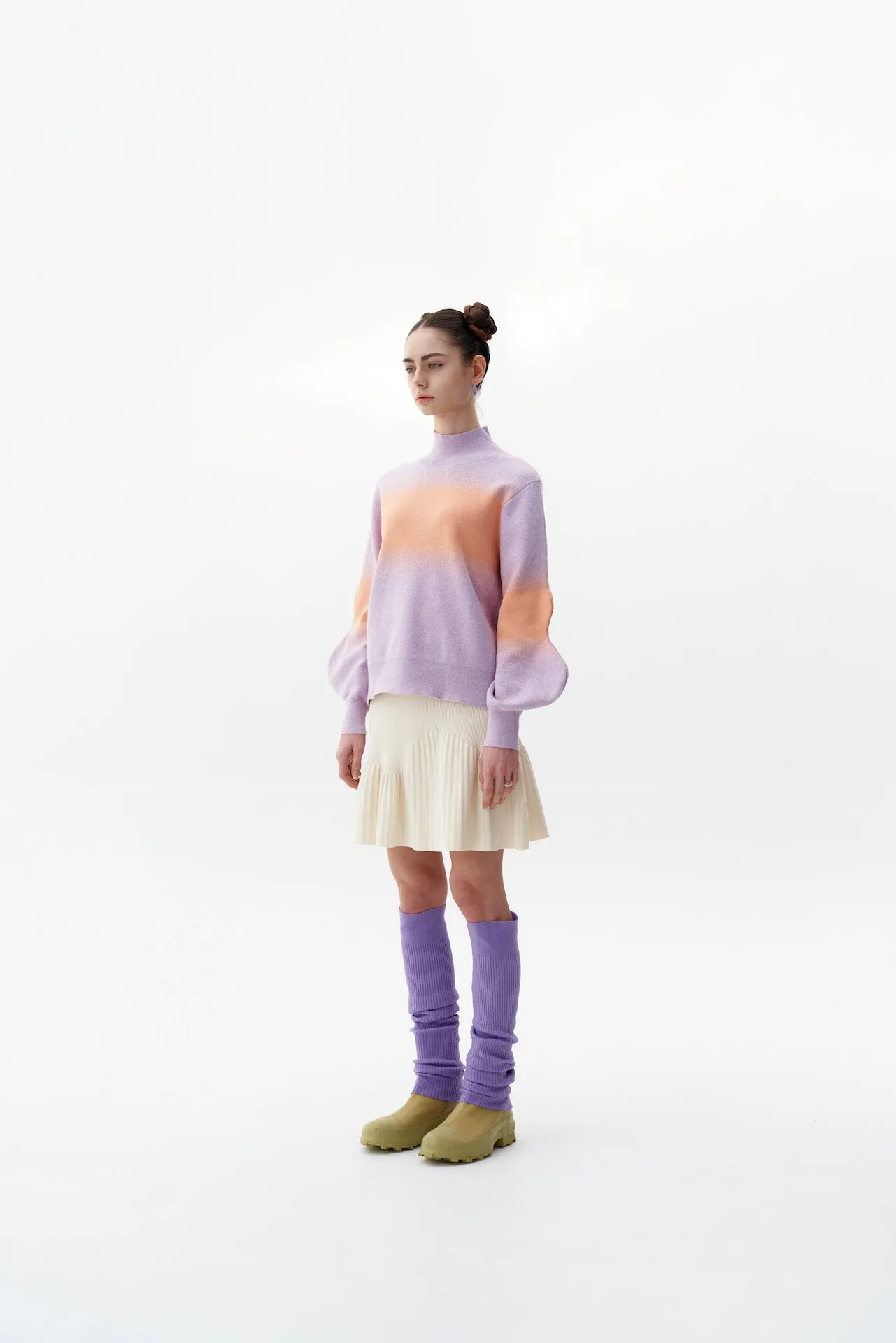 SINOPE "SPRAY PAINTED" MOCKNECK WITH WAVY SLEEVES