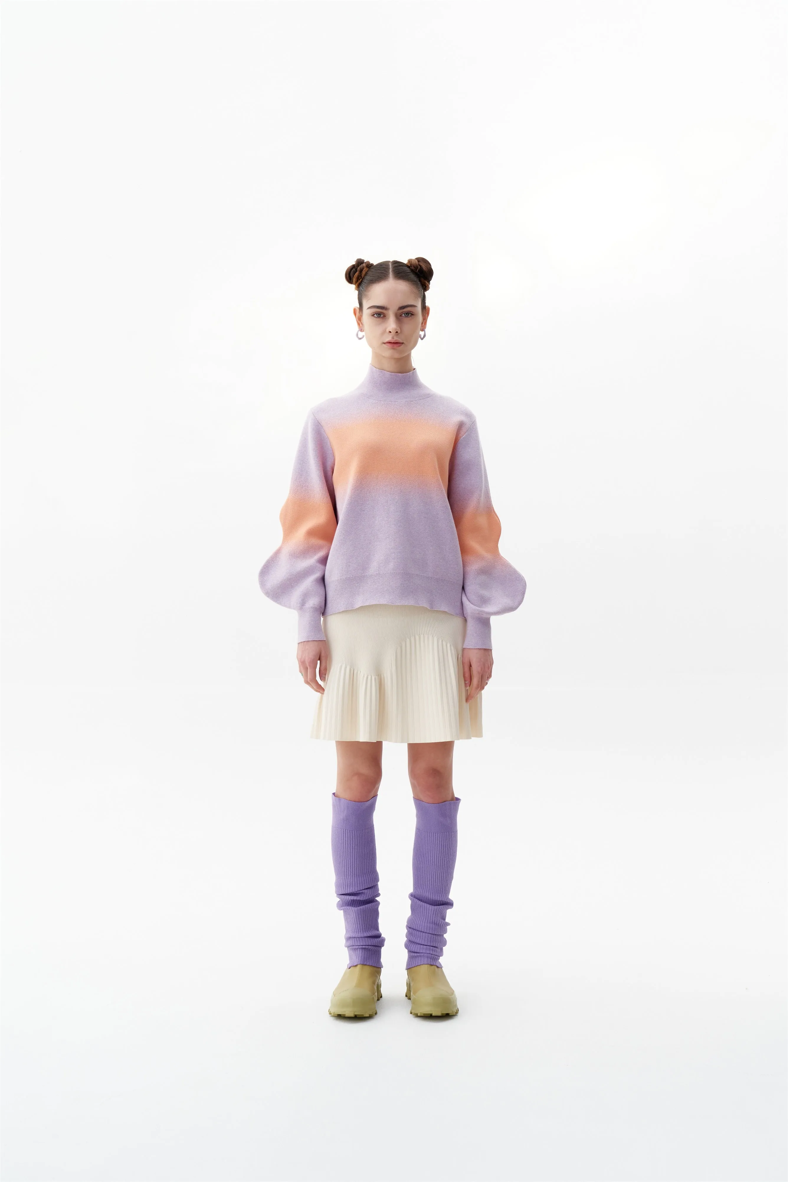 SINOPE "SPRAY PAINTED" MOCKNECK WITH WAVY SLEEVES