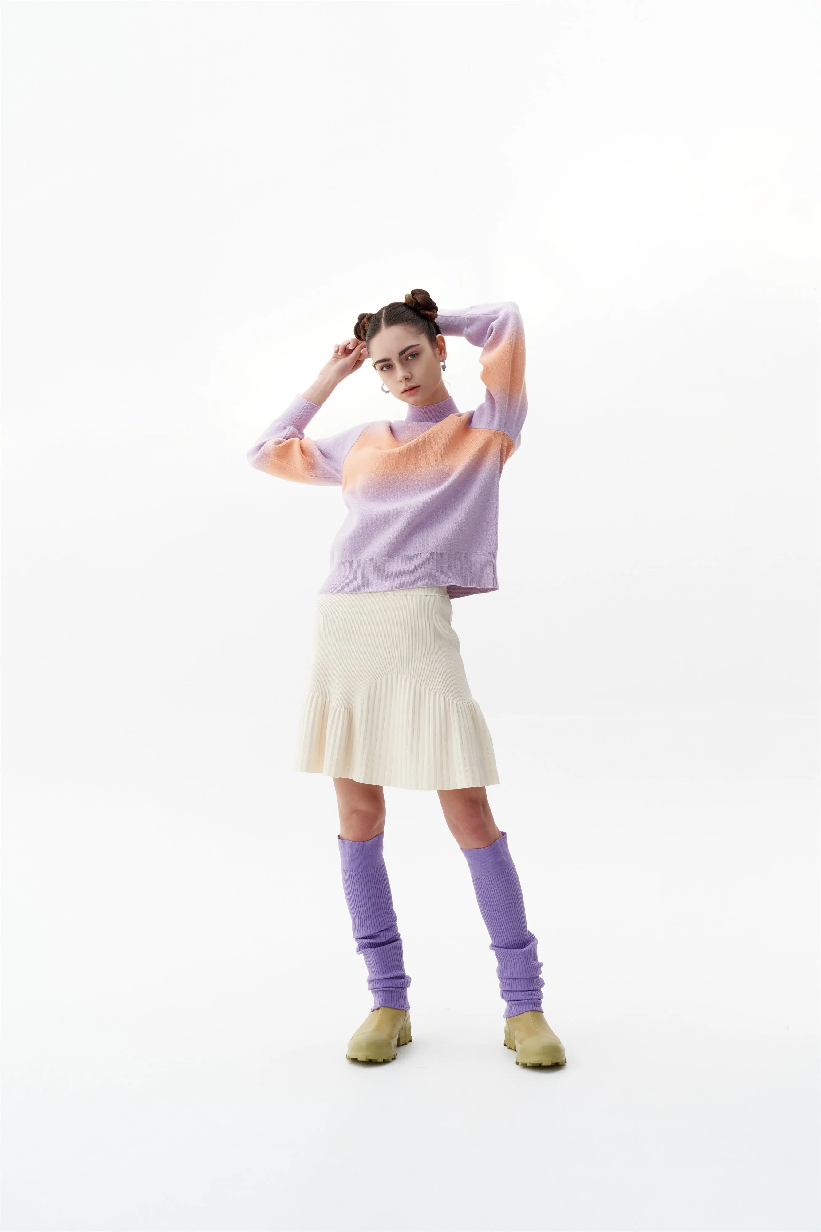 SINOPE "SPRAY PAINTED" MOCKNECK WITH WAVY SLEEVES