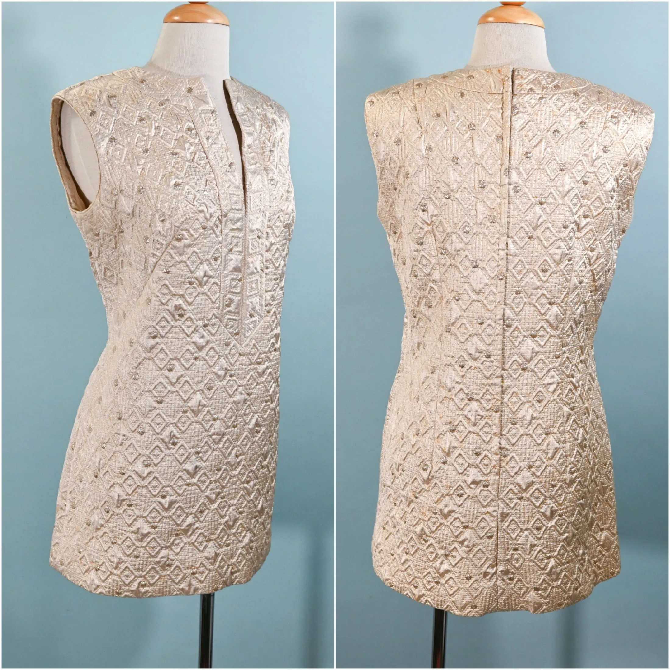 SOLD Vintage 60s Brocade Cocktail Suit, Coat/Mini Dress 2 Pc Set