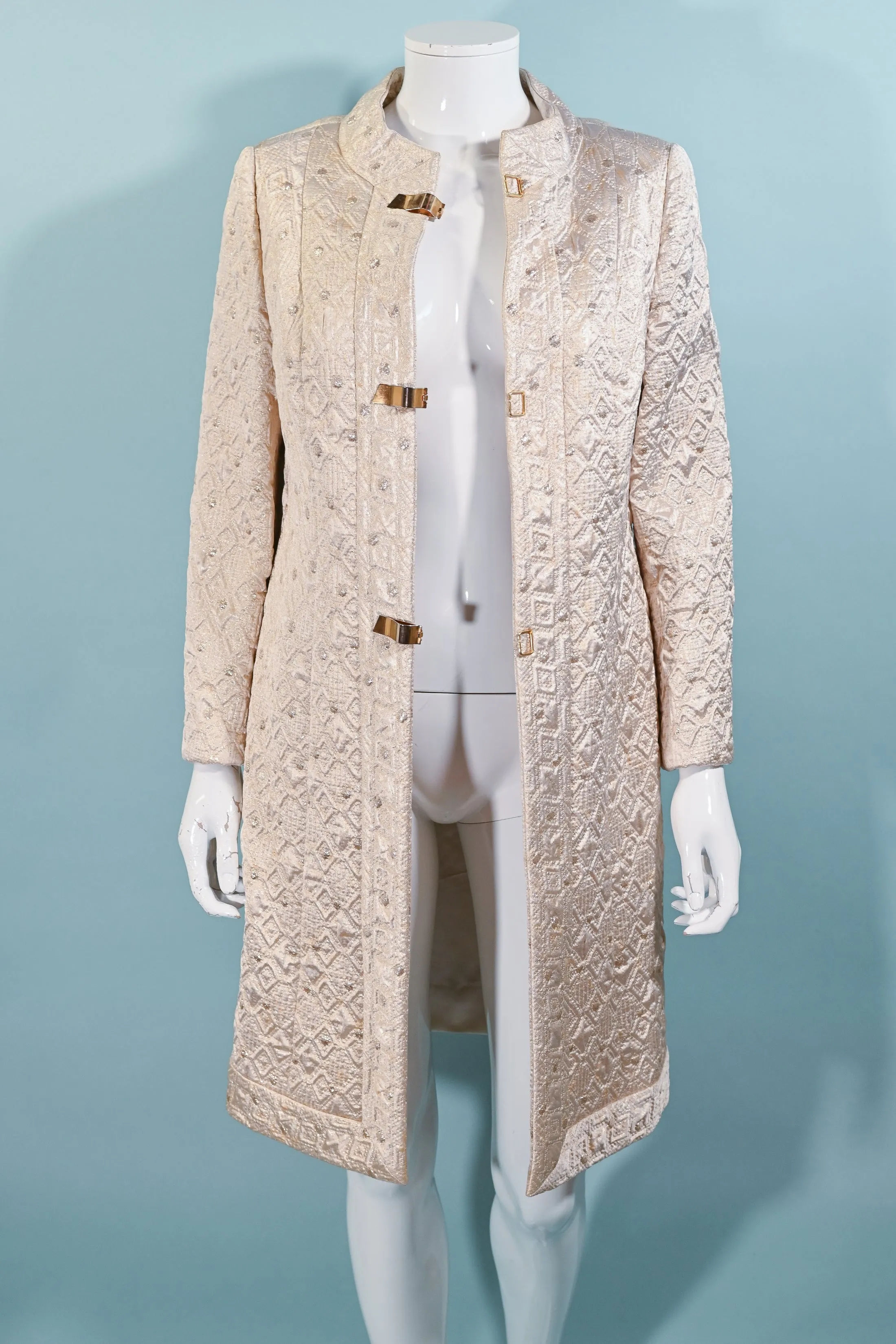 SOLD Vintage 60s Brocade Cocktail Suit, Coat/Mini Dress 2 Pc Set