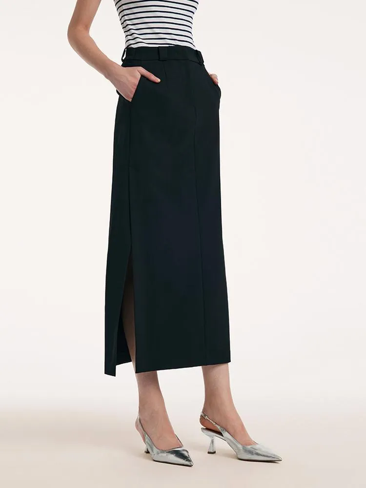 Straight Fitting Slit Half Skirt