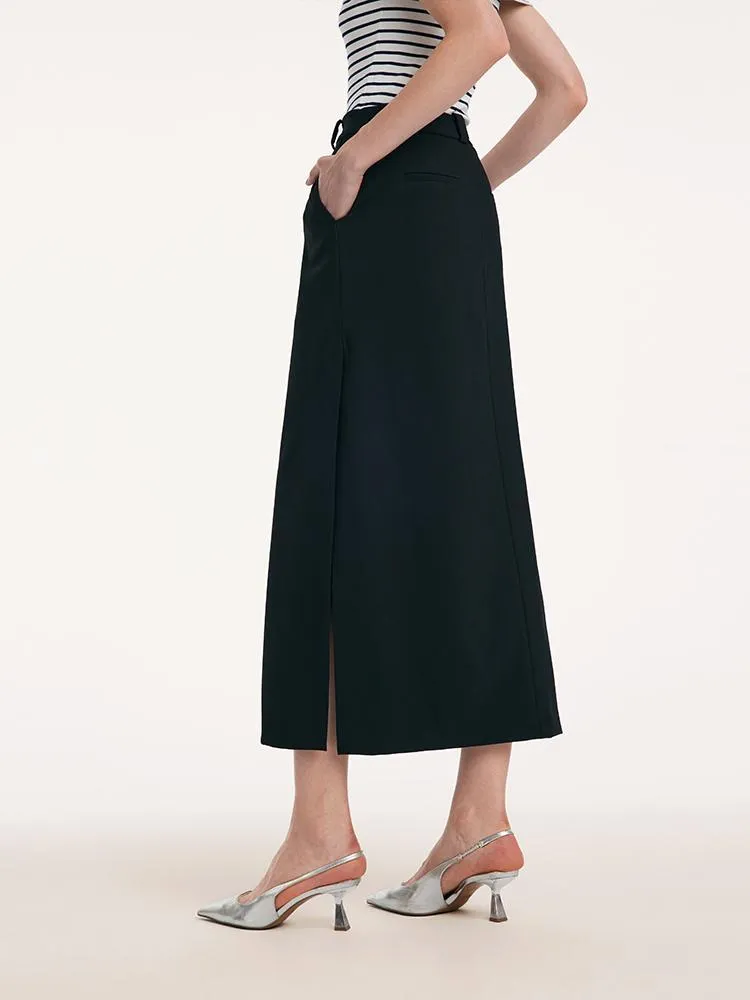 Straight Fitting Slit Half Skirt