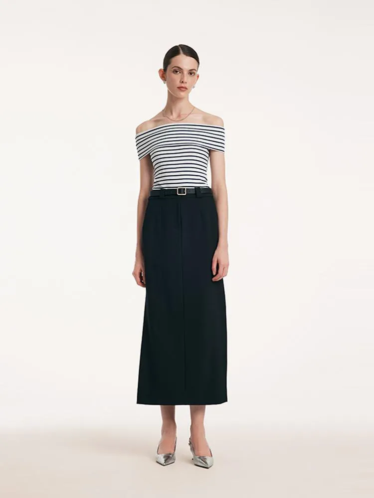 Straight Fitting Slit Half Skirt