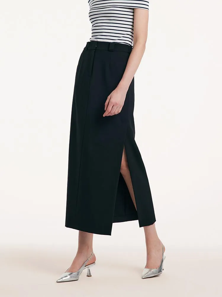 Straight Fitting Slit Half Skirt