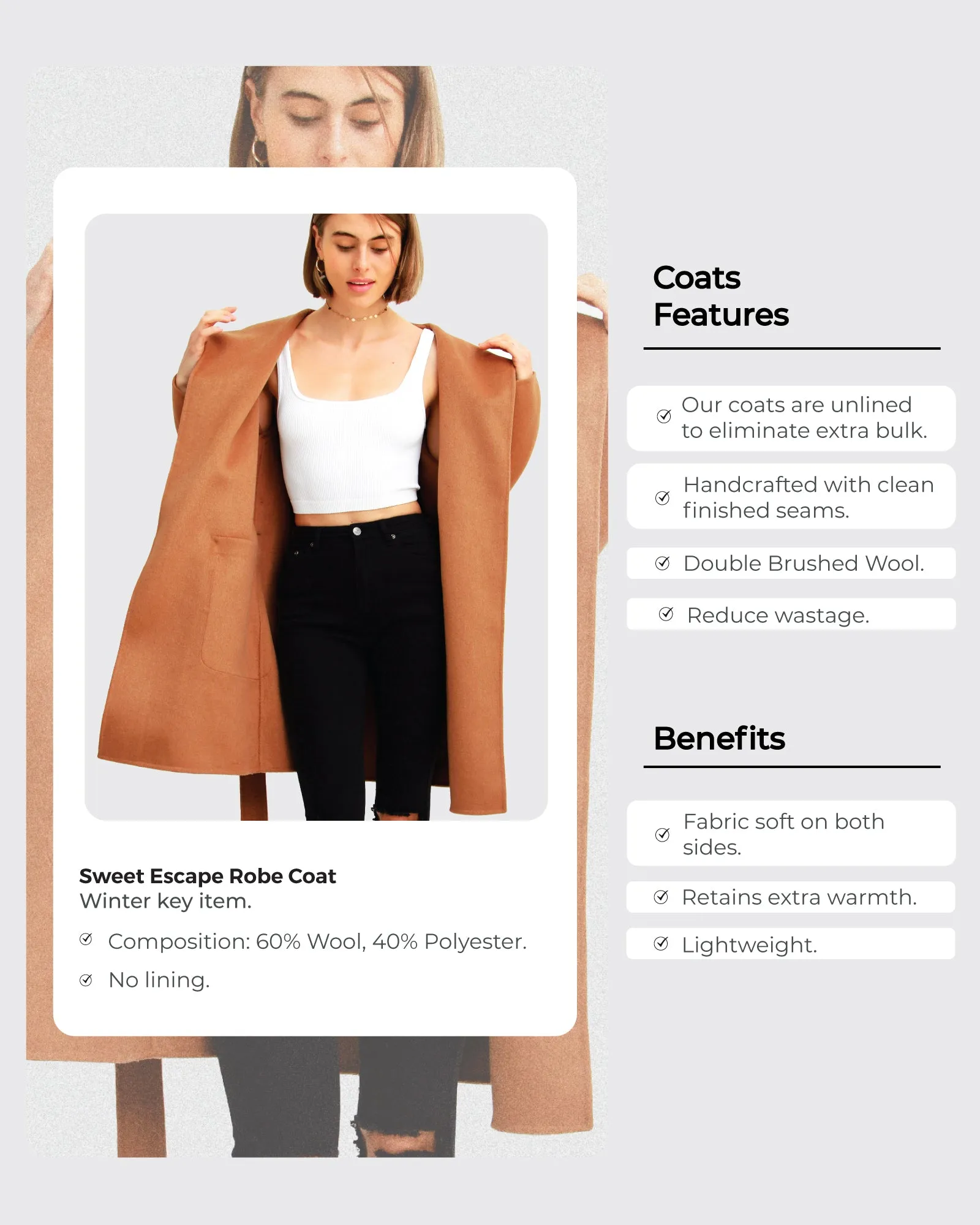 Sweet Escape Robe Coat - Camel