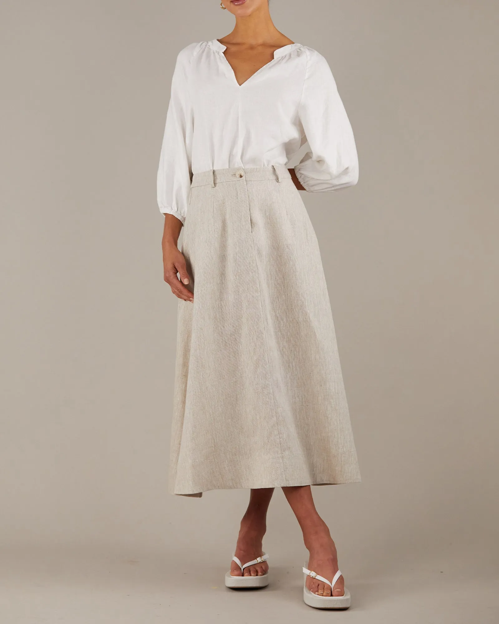 Telopea Linen Blouse - White
