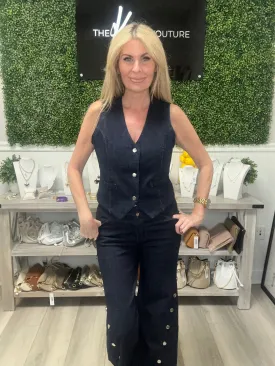The Cynthia Denim Vest Set