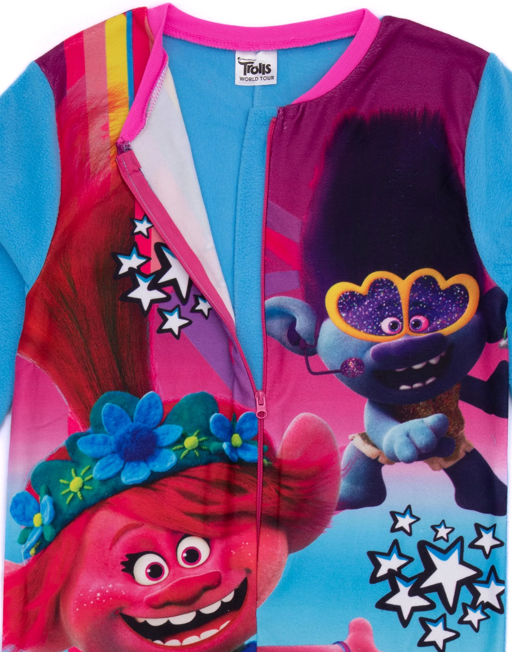 Trolls Girls Blue All In One Fleece Nightwear Pyjamas