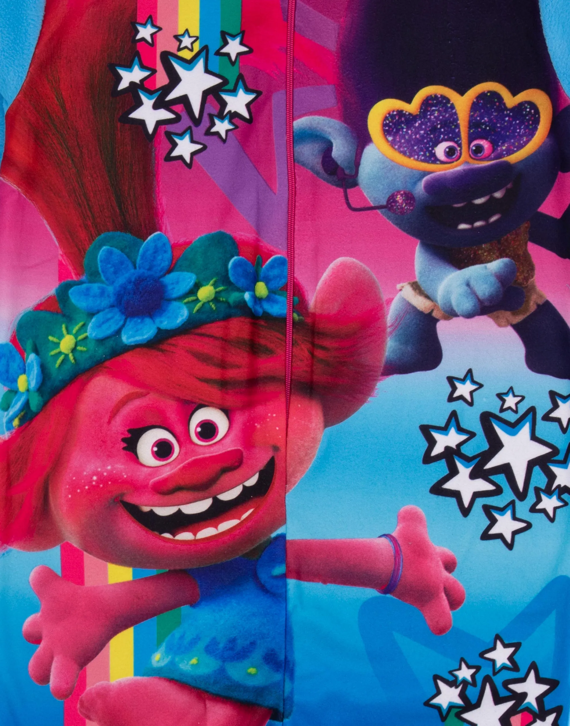 Trolls Girls Blue All In One Fleece Nightwear Pyjamas