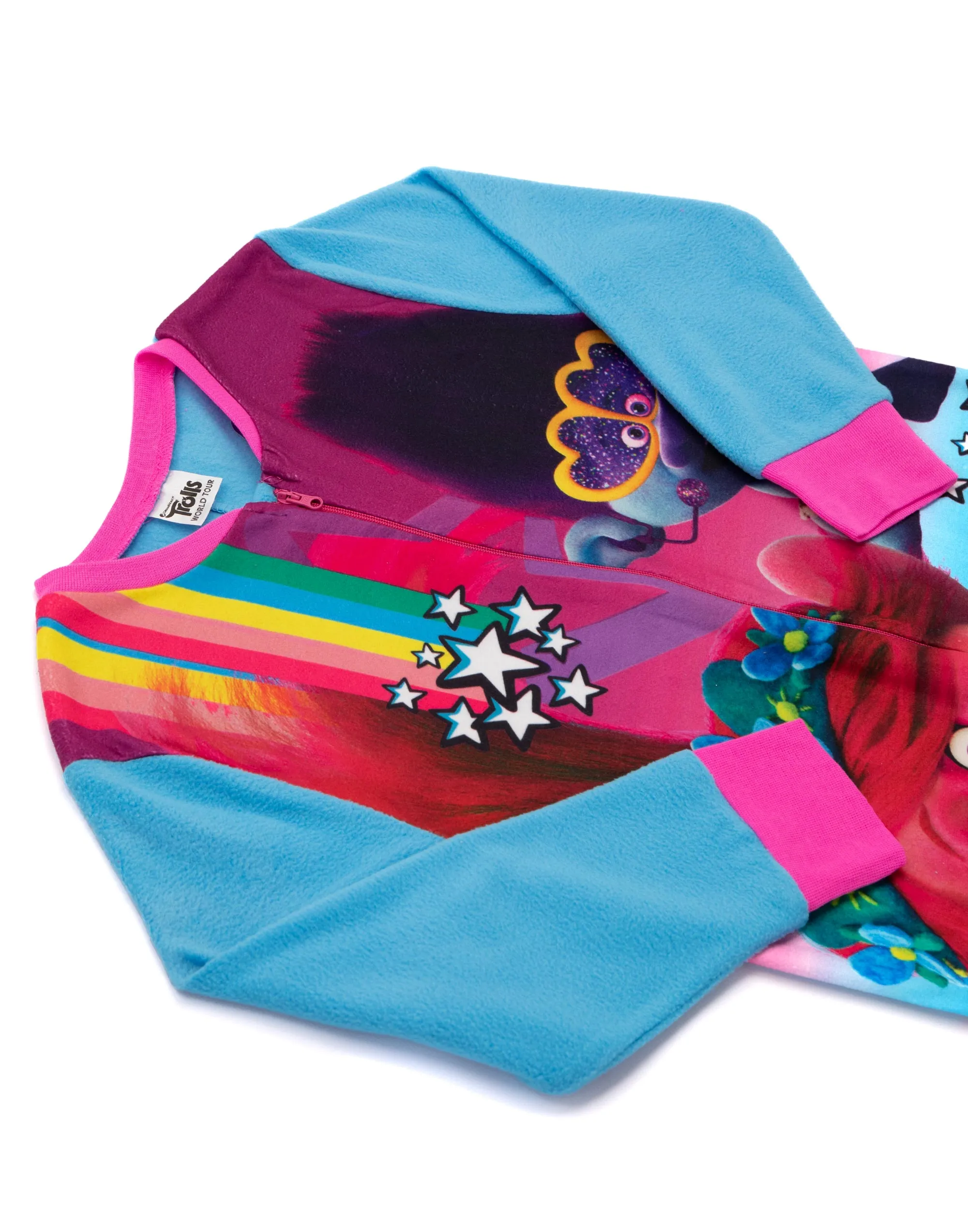 Trolls Girls Blue All In One Fleece Nightwear Pyjamas