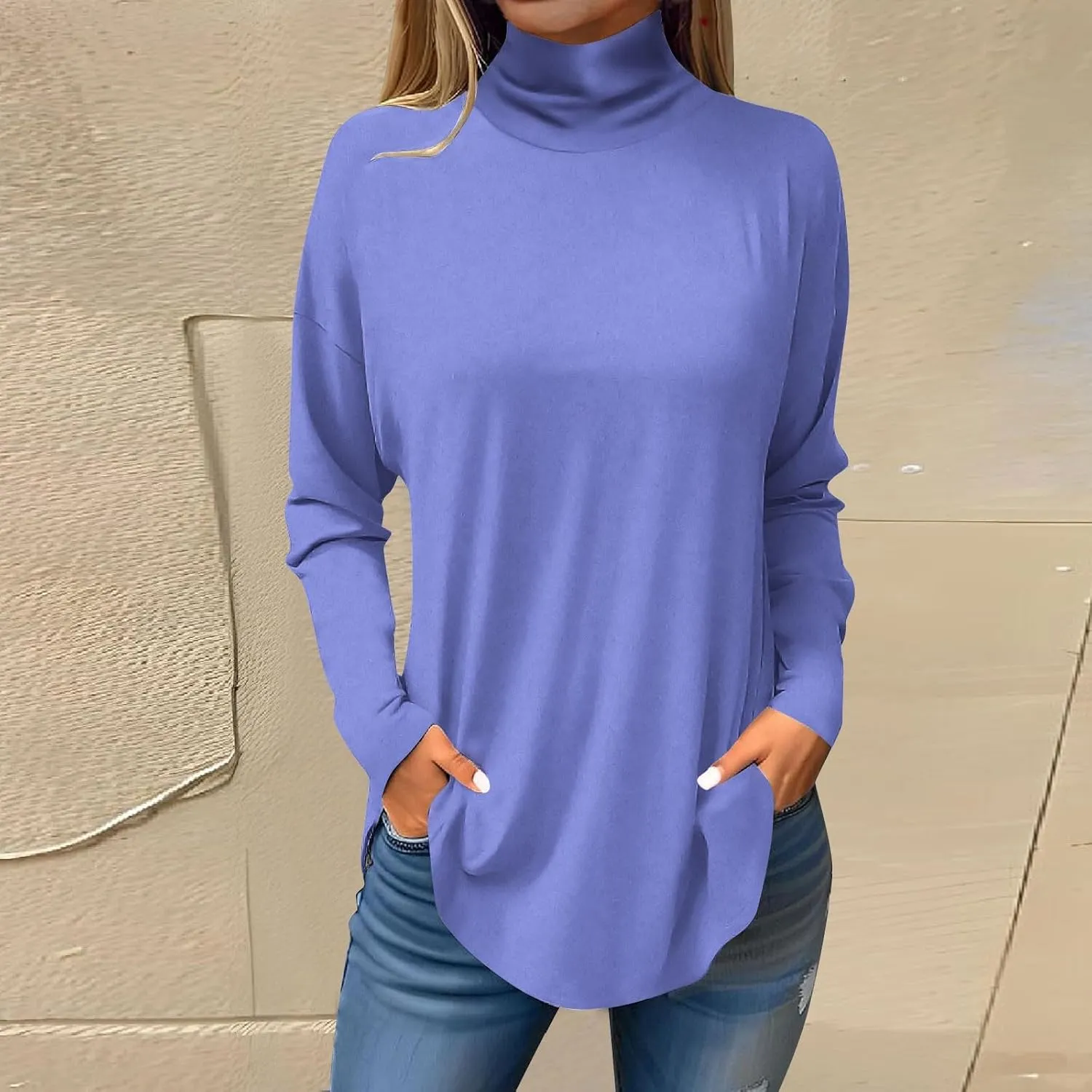 Turtleneck Shirt Women Long Sleeve Mock Turtle Necks Cute Fall Tops Casual Tunics or Tops to Wear with Leggings