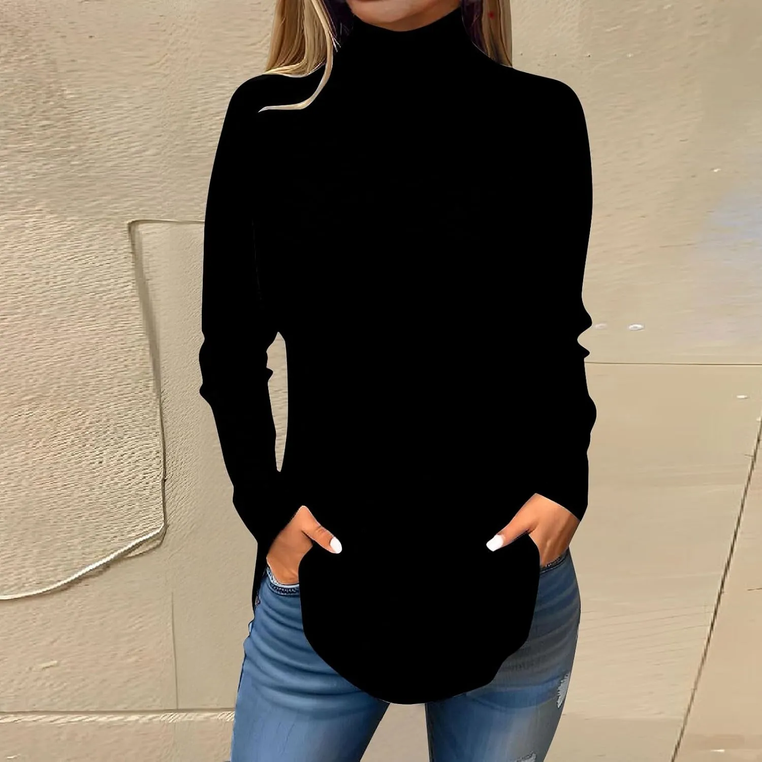 Turtleneck Shirt Women Long Sleeve Mock Turtle Necks Cute Fall Tops Casual Tunics or Tops to Wear with Leggings