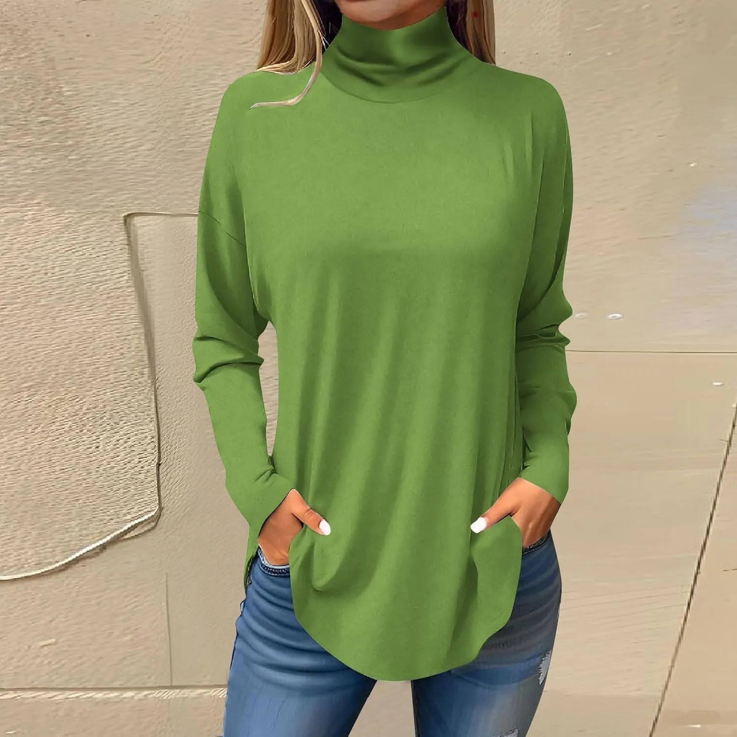 Turtleneck Shirt Women Long Sleeve Mock Turtle Necks Cute Fall Tops Casual Tunics or Tops to Wear with Leggings