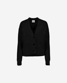 V-Strickjacke aus Cashmere-Mischung in Schwarz