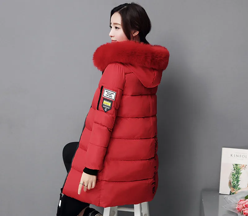 VenusFox Long Parka Hooded Jacket With Fur collar