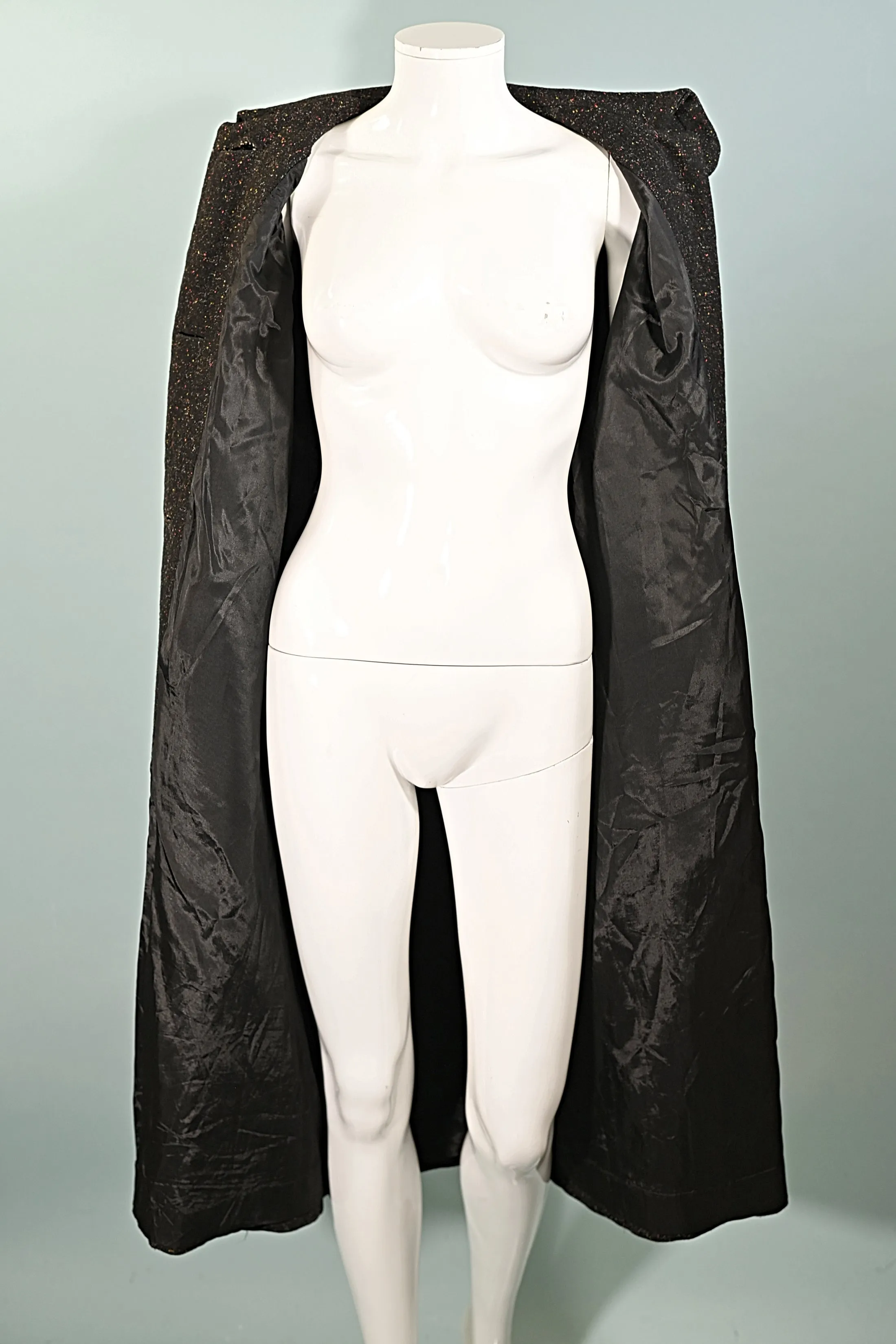 Vintage 50s Black Flecked Wool Coat, Relaxed Fit L/XL