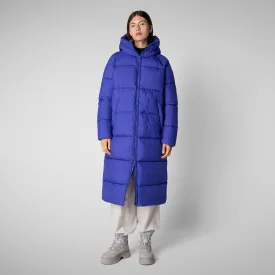 Woman's animal free hooded puffer jacket Janis in gentian blue