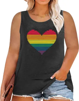 Women Plus Size Gay Pride Shirt LGBT Pride Tank Tops Love Wins Lesbian Equality Tees Rainbow Gay Ally Sleeveless Tops(2-5X)
