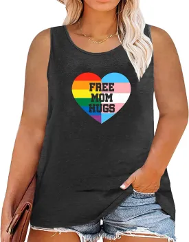 Women Plus Size Gay Pride Shirt LGBT Pride Tank Tops Love Wins Lesbian Equality Tees Rainbow Gay Ally Sleeveless Tops(2-5X)