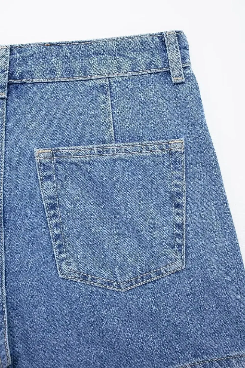 Women's Casual Solid Denim Short Shirt Asymmetric Denim Skirt Suit