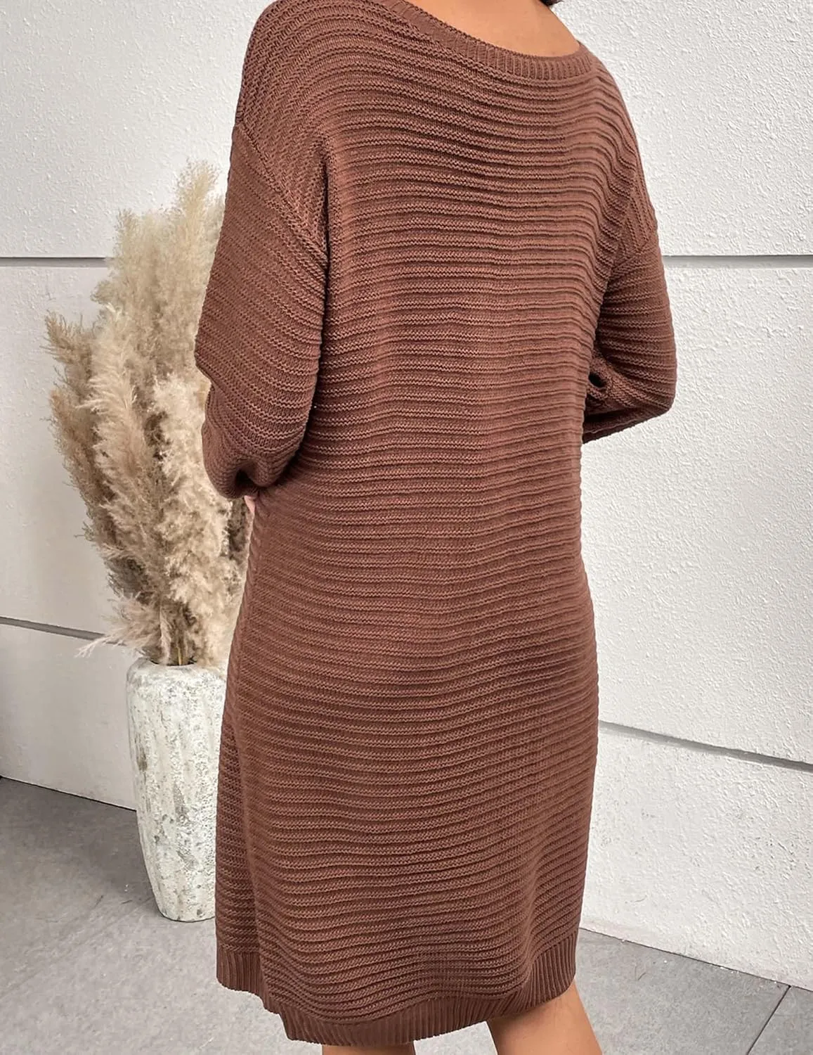 Women's Cute Cable Knit Midi Sweater Dress Fall 2024 Casual Lightweight Crewneck Sexy Off Shoulder Long Sleeve Dresses