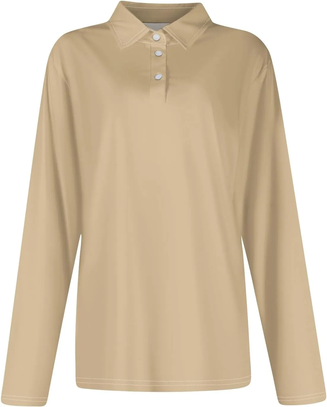 Women's Polo Shirts Long Sleeve Golf T Shirt Button Solid Color Quick Dry Lightweight Athletic Tennis Shirts