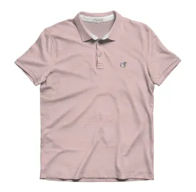 YOUTH Washed Red & White Heathered Azalea Stripe Performance Polo