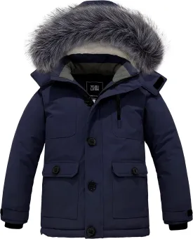 ZSHOW Boys' Hooded Winter Coat Warm Waterproof Puffer Jacket Thick Fleece Parka